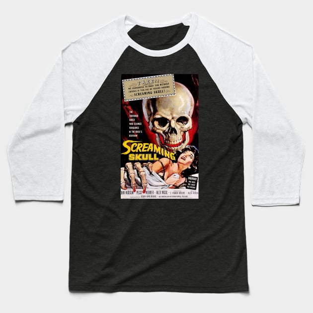 Classic Horror Movie Poster - The Screaming Skull Baseball T-Shirt by Starbase79